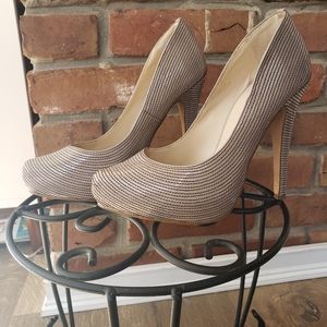 Colin Stuart Stitch Platform Pumps